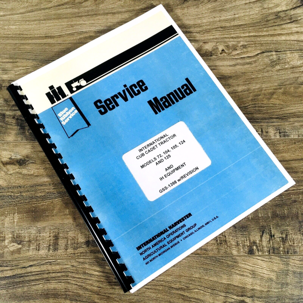 Cub Cadet International 105 124 125 Service Repair Lawn Garden Tractor Manual