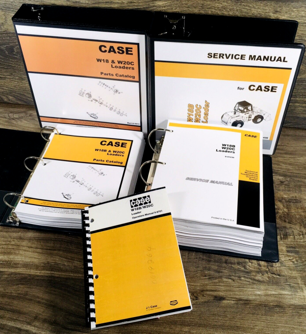Case W18B W20C Wheel Loader Service Manual Parts Catalog Operators Owners Set