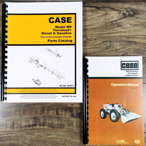 Case W9 Wheel Loader Parts Catalog Operators Manual Set GAS Prior to 8150186