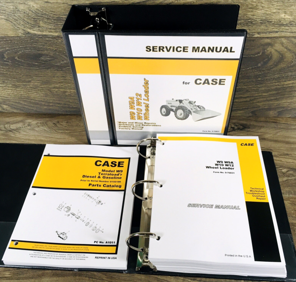 Case W9 Wheel Loader Service Manual Parts Catalog Set GAS Prior to 8150186