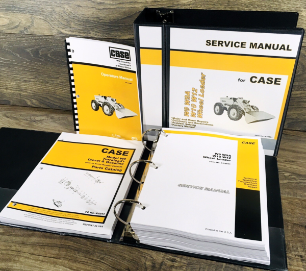 Case W9 Wheel Loader Service Manual Parts Operators Set GAS Prior to 8150186