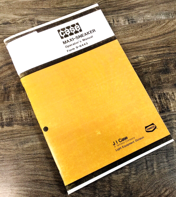 Case Maxi-Sneaker Trencher Operators Manual Owners Book Maintenance