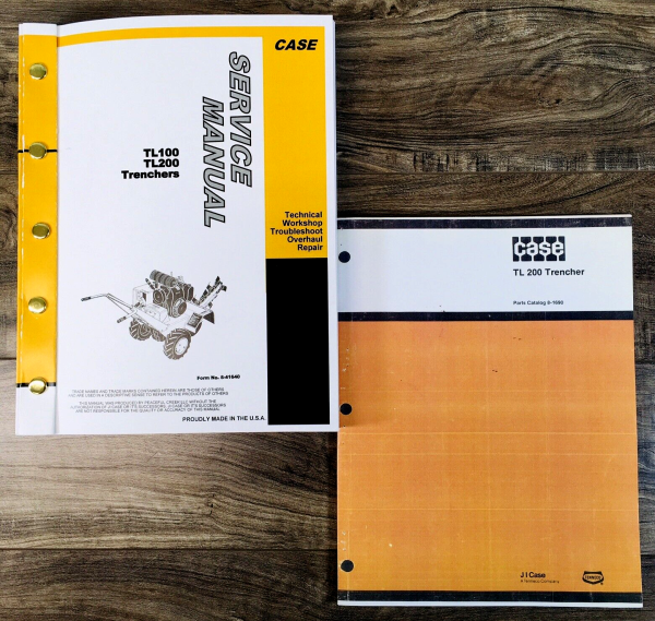 Case TL200 Trencher Service Manual Parts Catalog Repair Shop Set Workshop Book