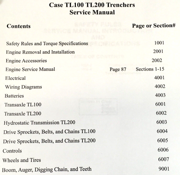Case TL200 Trencher Service Manual Parts Catalog Repair Shop Set Workshop Book - Image 2