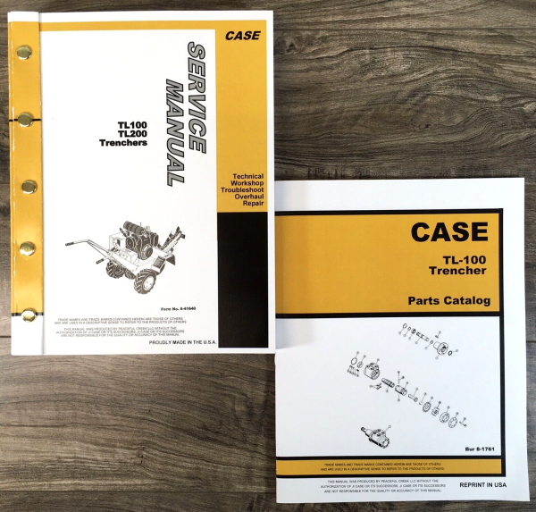 Case TL100 Trencher Service Manual Parts Catalog Repair Shop Set Workshop Book