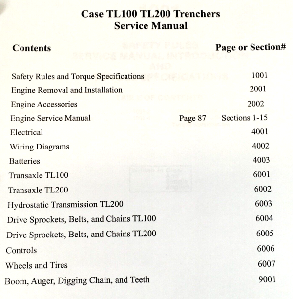 Case TL100 Trencher Service Manual Parts Catalog Repair Shop Set Workshop Book - Image 2