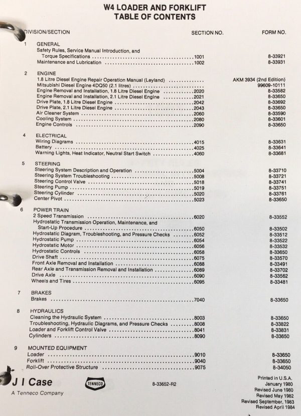 Case W4 Wheel Loader Forklift Service Parts Operators Manual Set Catalog Repair - Image 2