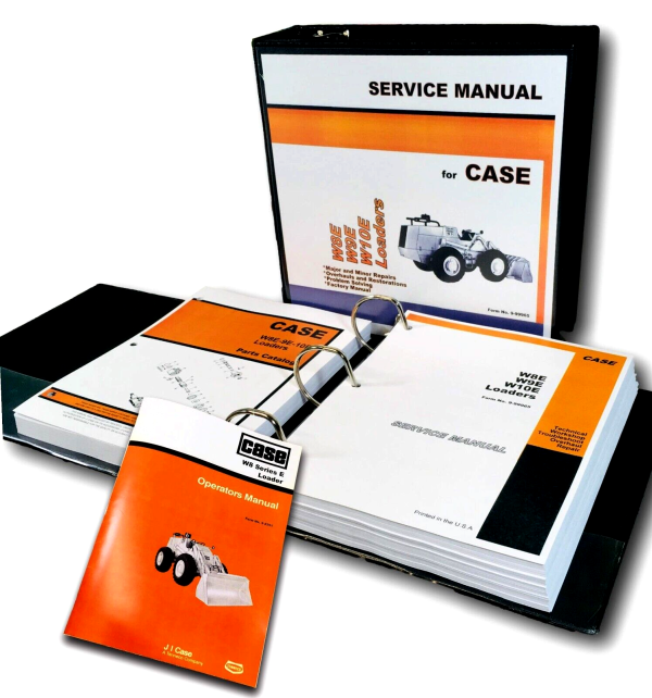 Case W8E Wheel Loader Service Manual Parts Catalog Operators Repair Shop Set