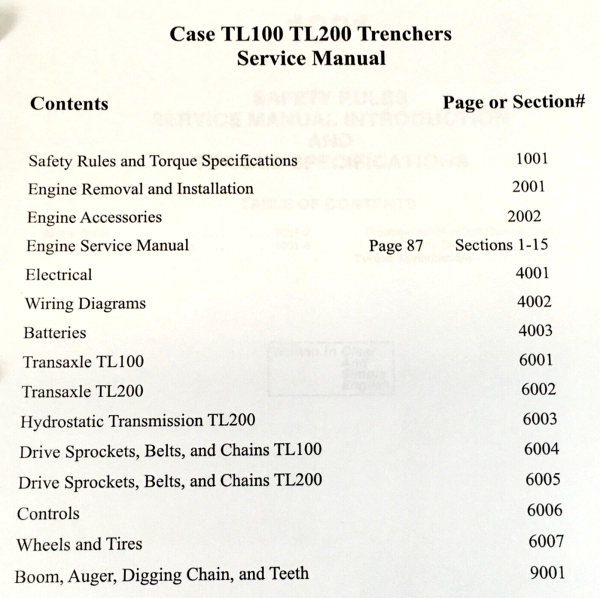 Case TL200 Trencher Service Parts Operators Manual Catalog Repair Shop Set Book - Image 2