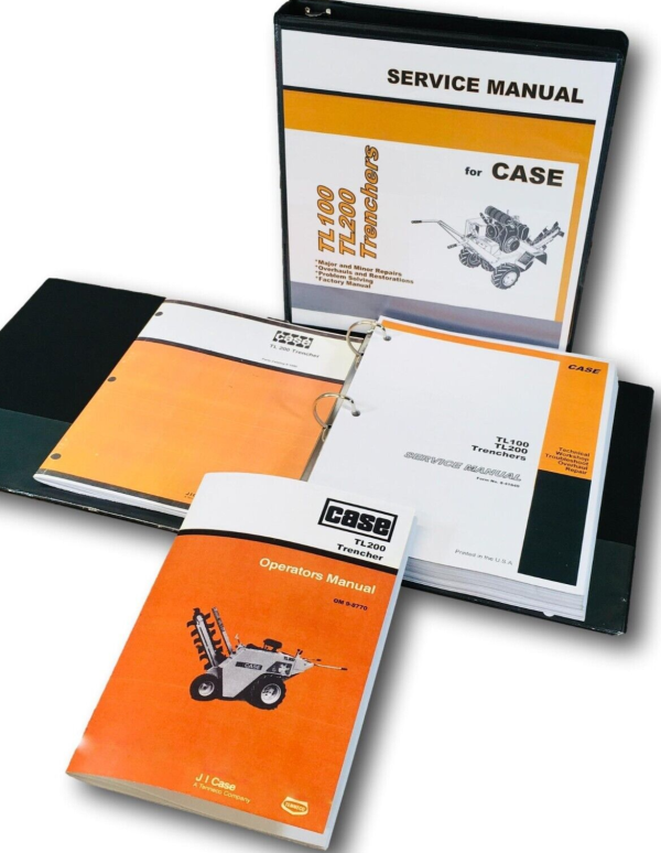 Case TL200 Trencher Service Manual Parts Catalog Operators Repair Shop Set Book