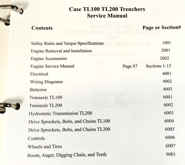 Case TL200 Trencher Service Manual Parts Catalog Operators Repair Shop Set Book - Image 3