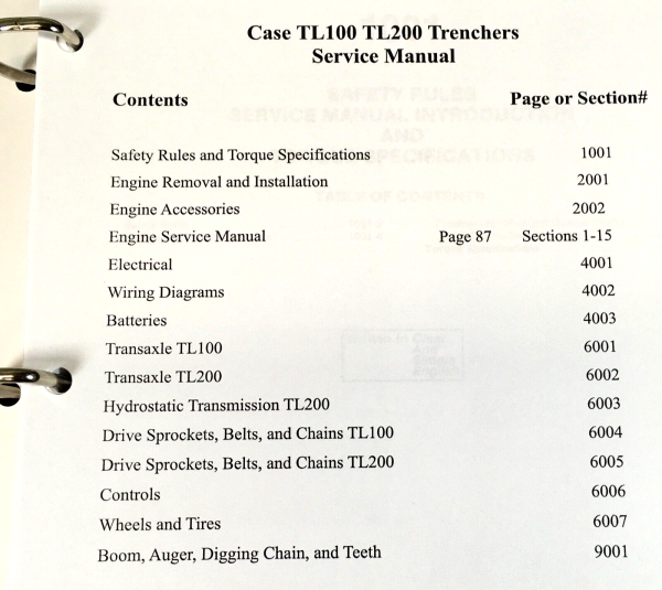 Case TL200 Trencher Service Manual Parts Catalog Repair Shop Set Workshop Book - Image 3