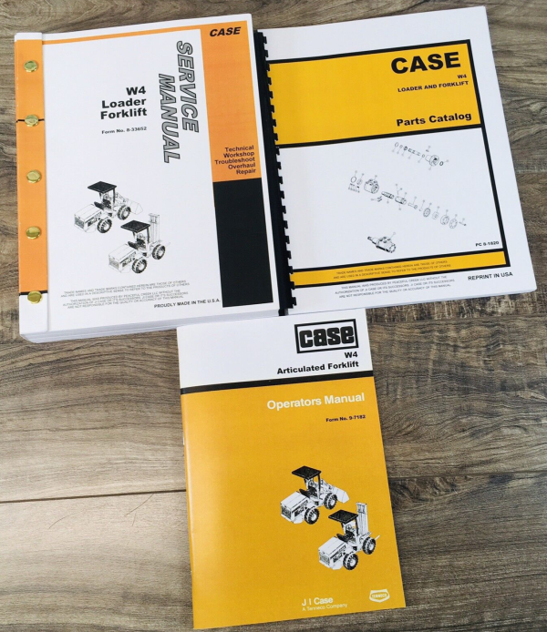 Case W4 Wheel Loader Forklift Service Parts Operators Manual Set Catalog Repair