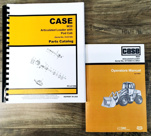 Case W20 Wheel Loader Parts Manual Catalog Operators Owners Set Assembly Book