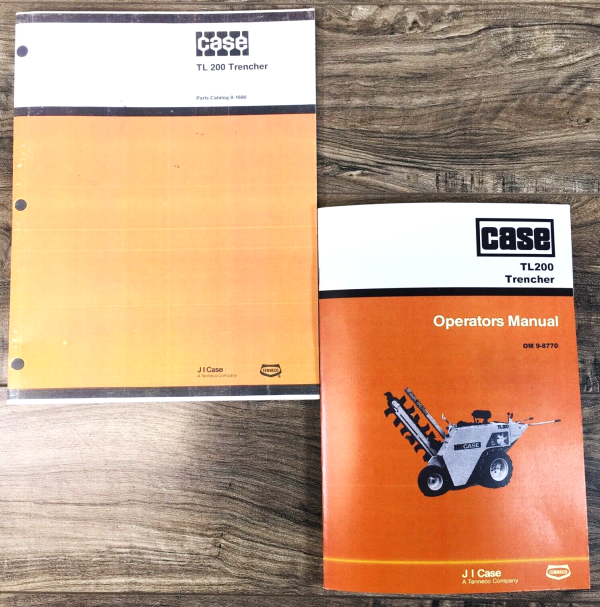 Case TL200 Trencher Parts Operators Manual Catalog Set Owners Assembly Book