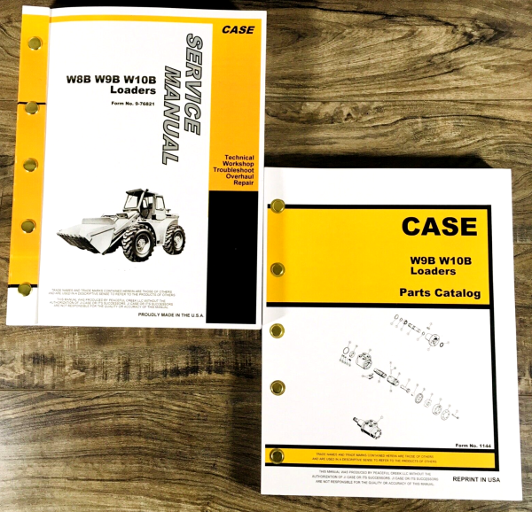 Case W9B W10B Wheel Loader Service Manual Parts Catalog Set Service Shop Book