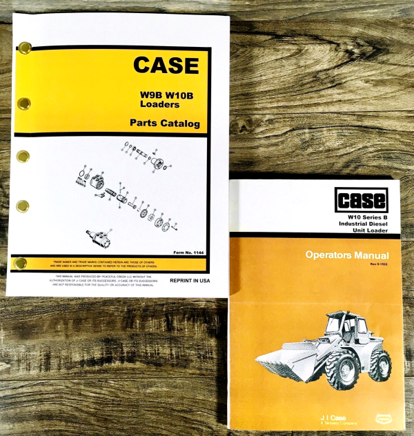 Case W10B Diesel Wheel Loader Parts Catalog Operators Manual Set Owners Book