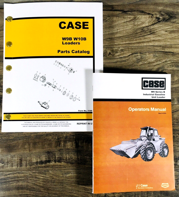 Case W9B Gasoline Wheel Loader Parts Catalog Operators Manual Owners Book Set