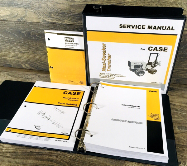 Case Maxi-Sneaker Trencher Plow Service Manual Parts Catalog Operators Repair