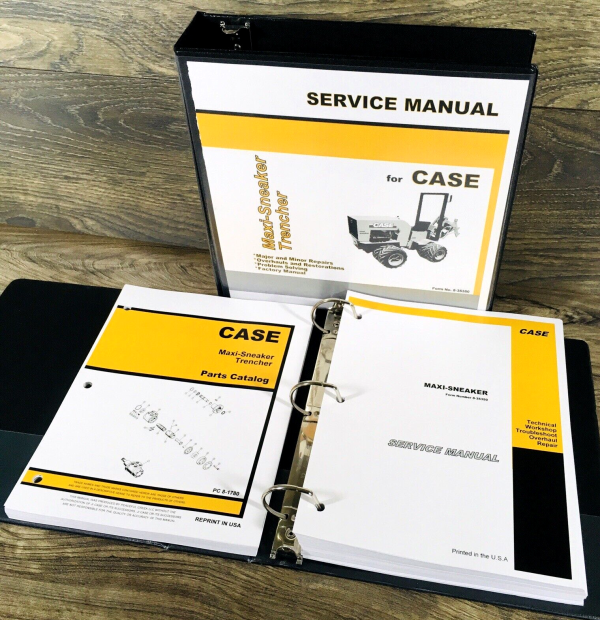 Case Maxi-Sneaker Trencher Plow Service Manual Parts Catalog Set Repair Shop