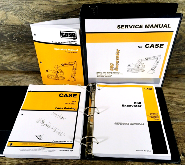 Case 880 Excavator Service Manual Parts Catalog Operators Set 6200001-6201700
