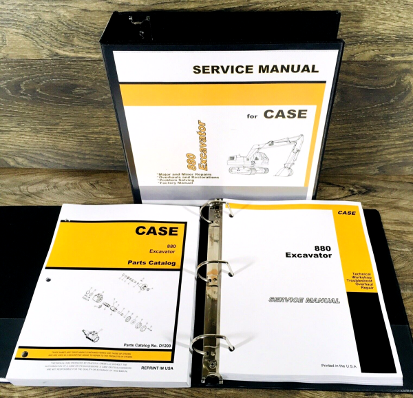 Case 880 Excavator Service Manual Parts Catalog Repair Shop Set Assembly Book