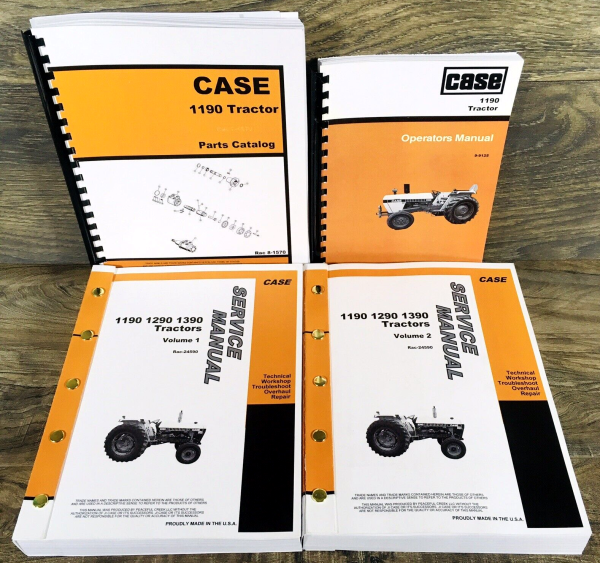 Case David Brown 1190 Tractor Service Manual Parts Catalog Operators Set Book