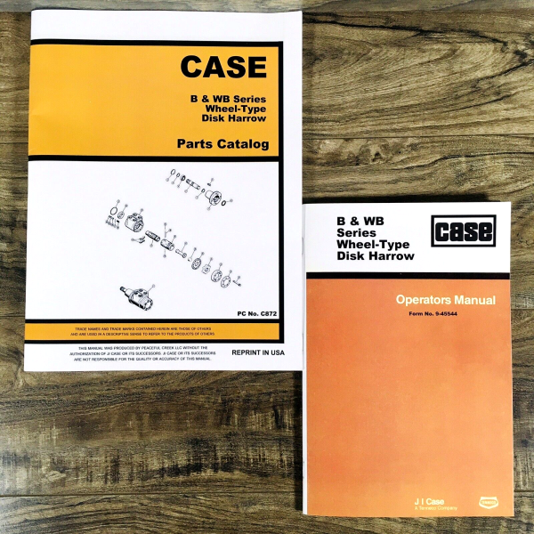 Case B137 B139 B147 B157 B159 Harrow Disk Wheel Type Parts Operators Manual Set
