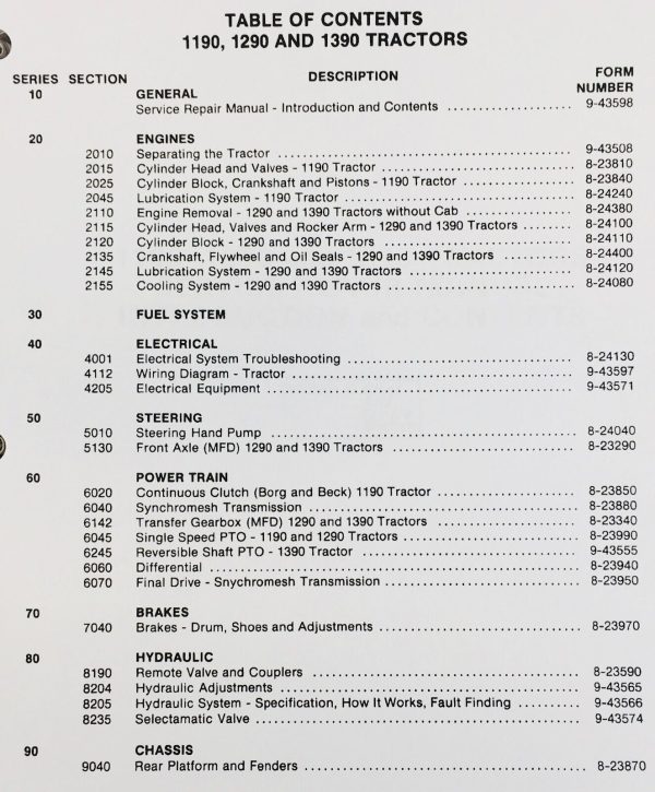 Case David Brown 1290 1390 Tractor Service Manual Parts Catalog Operators Set - Image 4