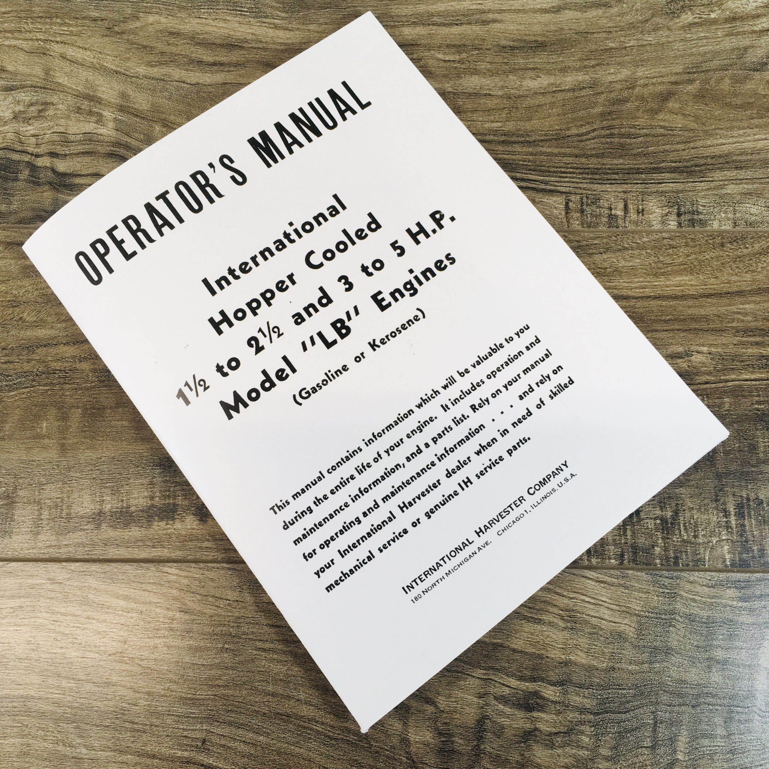 IHC 1/2 2-1/2 3 5 HP IH Model LB Stationary Engine International Owner's Manual - Image 2