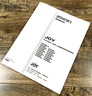 Joy D100SQ D125S D125SQ D150S Portable Air Compressors Operators Manual Owners