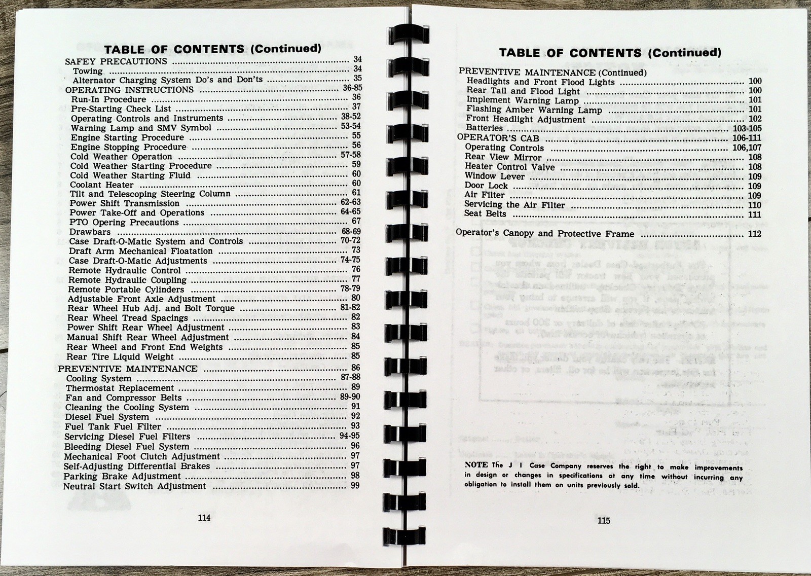 Case 1070 Tractor Operators Manual Owners Book Maintenance SN 8675001-After - Image 3