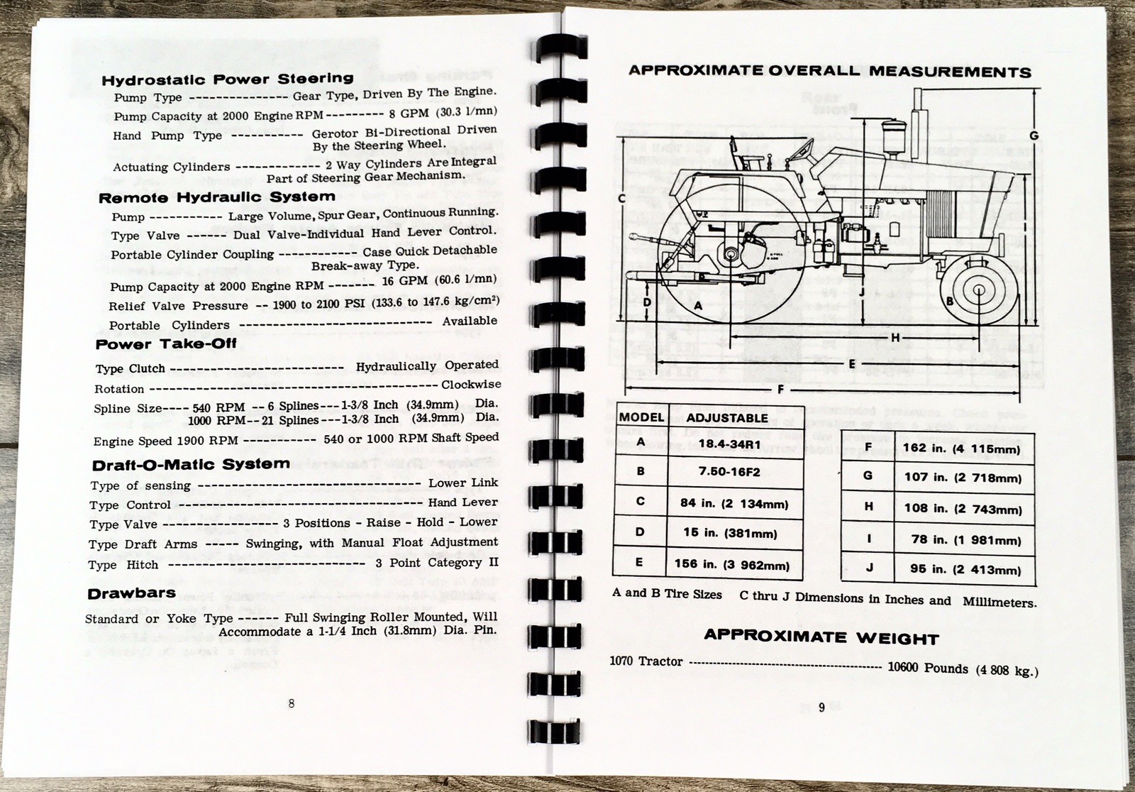 Case 1070 Tractor Operators Manual Owners Book Maintenance SN 8675001-After - Image 7