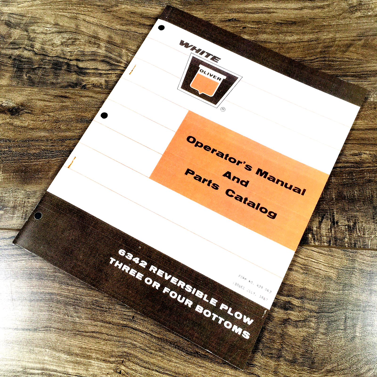 White Oliver 6342 Reversible Plow 3 or 4 Bottoms Operators Parts Manual Catalog