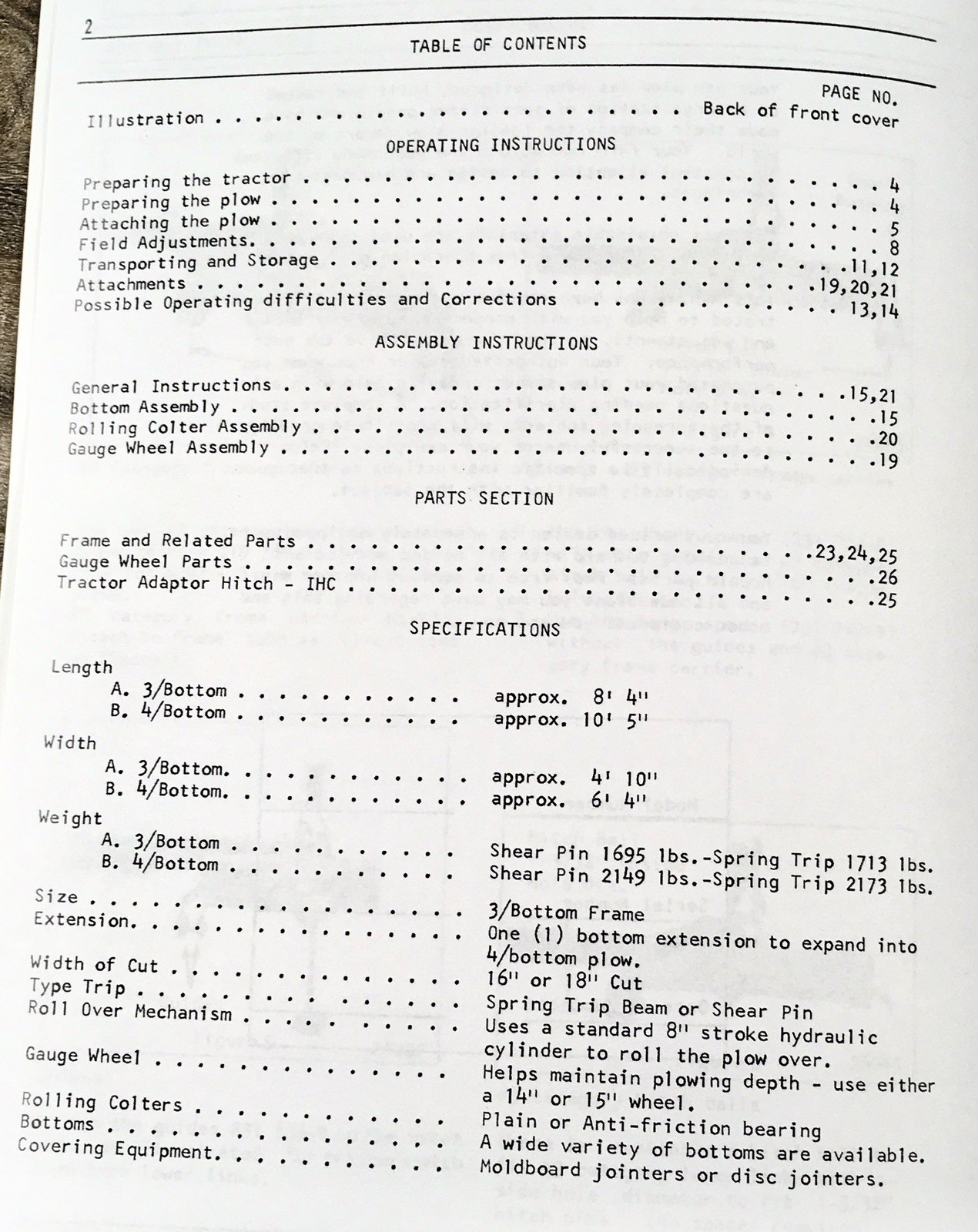 White Oliver 6342 Reversible Plow 3 or 4 Bottoms Operators Parts Manual Catalog - Image 2