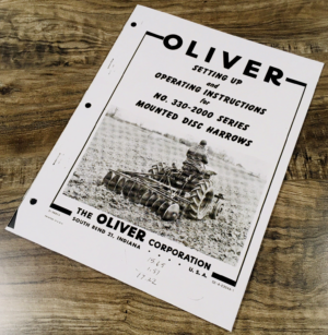 Oliver 330-2000 Series Mounted Disc Harrows Operators Manual Owners Maintenance
