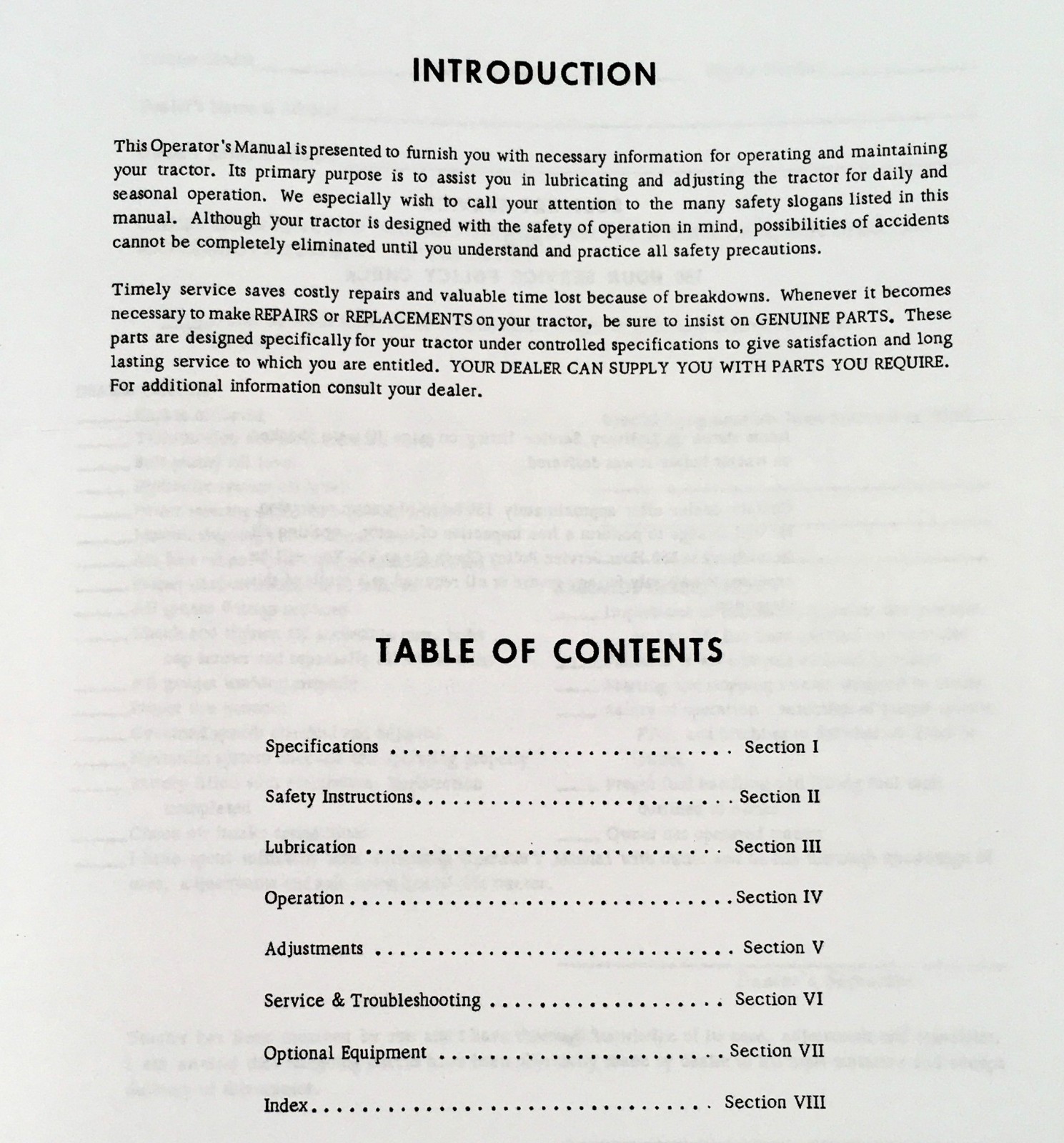 Oliver 1250A Tractor Operators Manual Owners Book Maintenance Adjustments Lube - Image 2