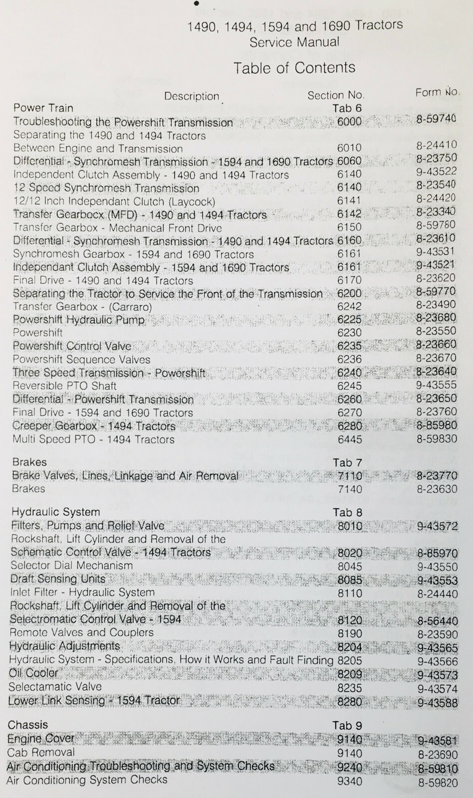 Case 1490 1494 1594 1690 Tractor Service Manual Repair Shop 2 Vol. Binder Set - Image 3