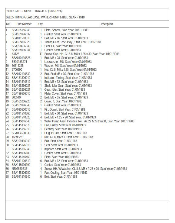 1910 TRACTOR SERVICE PARTS MANUAL Fits Ford 1910 Tractor 1983-1986 Schematics - Image 10