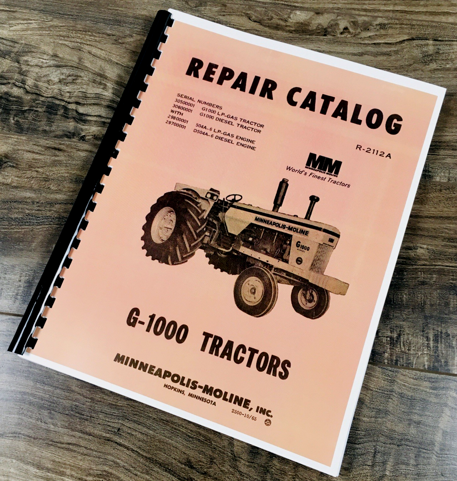 Minneapolis Moline G-1000 Tractor Parts Manual Catalog Assembly Book SN 30500001