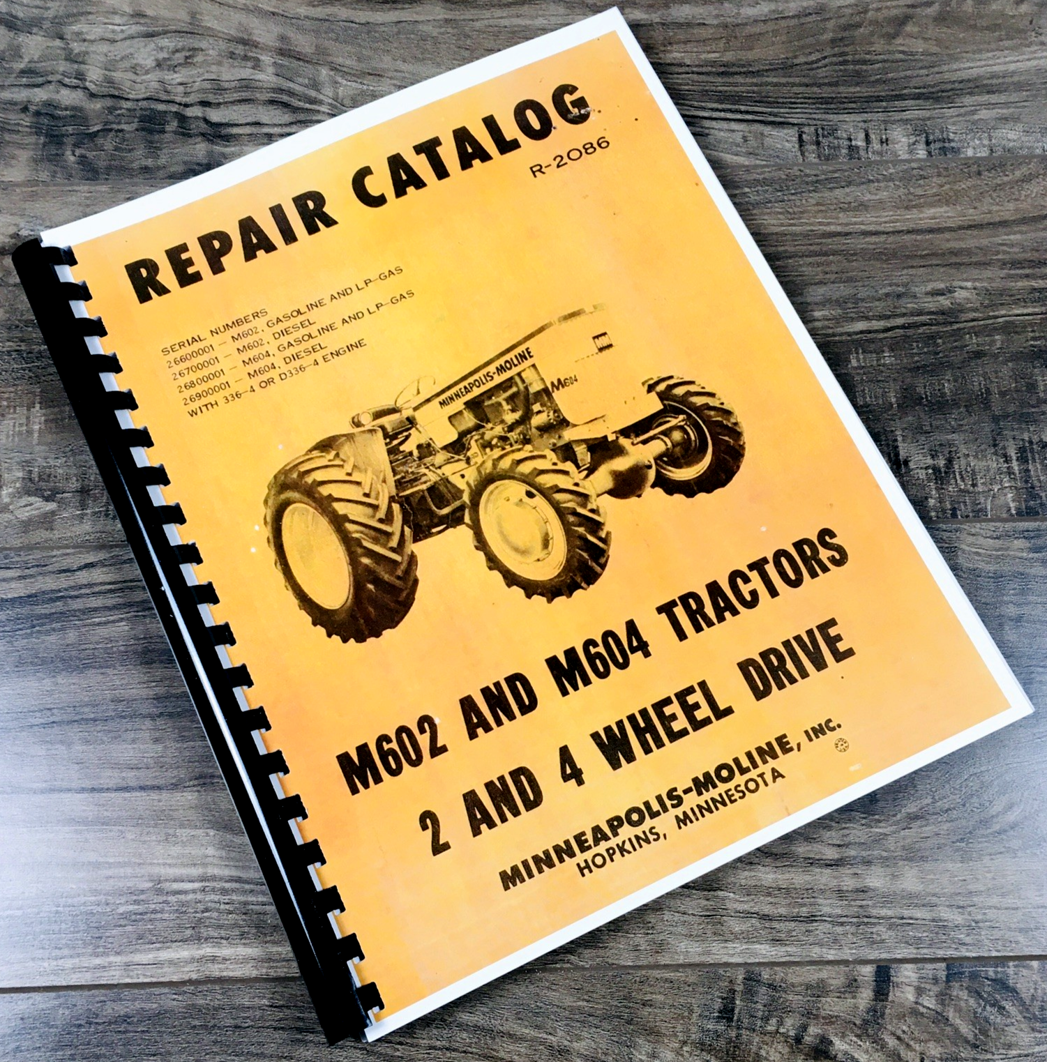 Minneapolis Moline M602 M604 Tractor 2 and 4 Wheel Drive Parts Manual Catalog