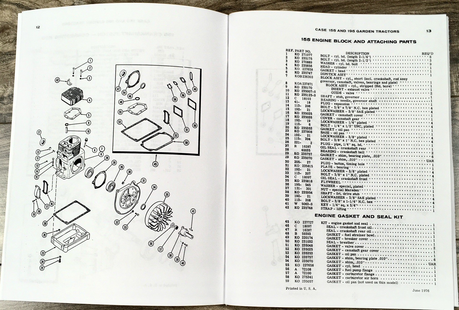 Case 155 195 Compact Tractor Parts Manual Catalog Assembly Schematic 9615582-Up - Image 4