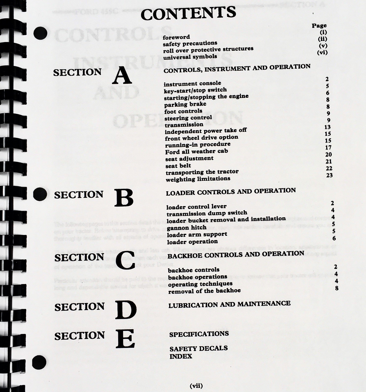 Ford 455C Tractor Loader Backhoe Operators Manual Owners Book Maintenance - Image 2