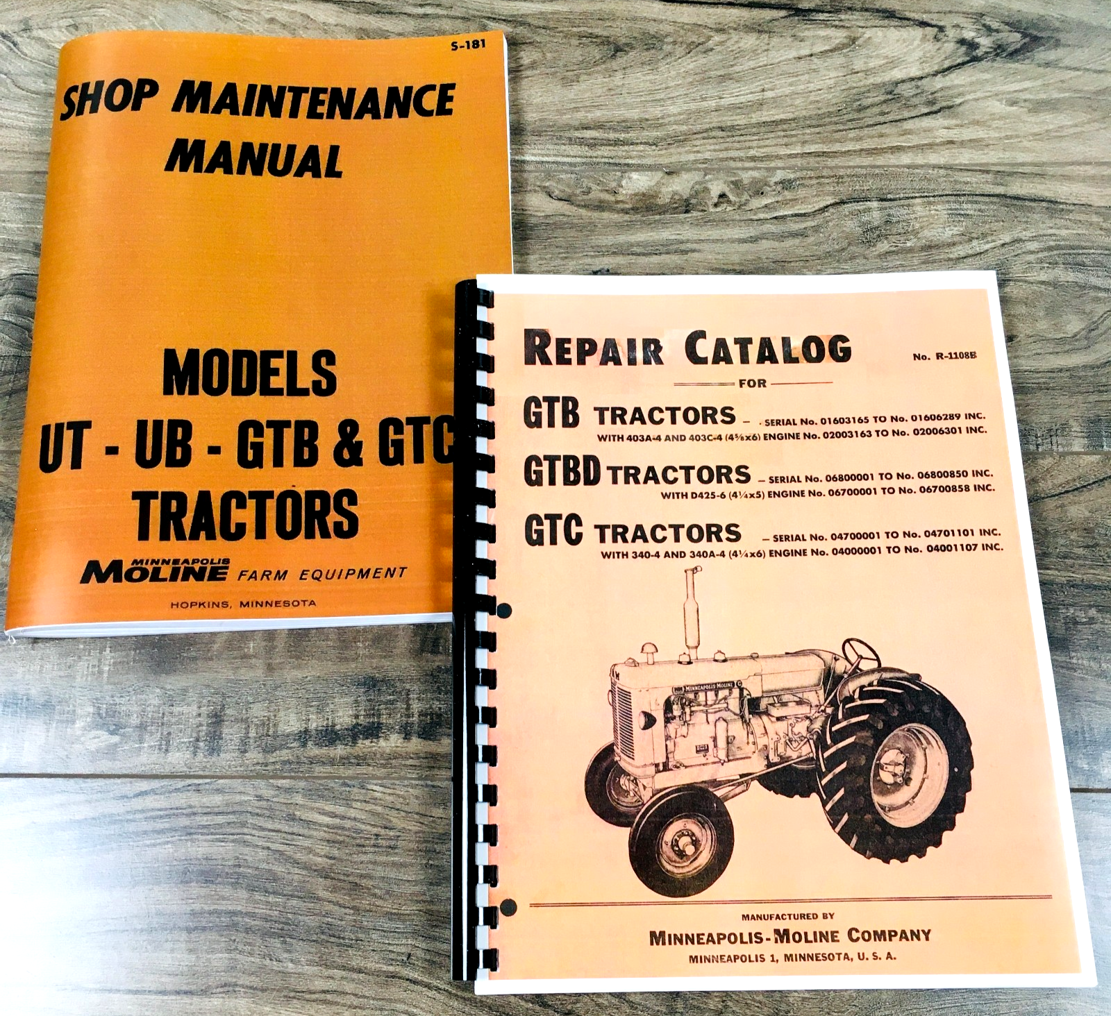 Minneapolis Moline GTB GTC Tractor Service Parts Manual Set Repair Workshop