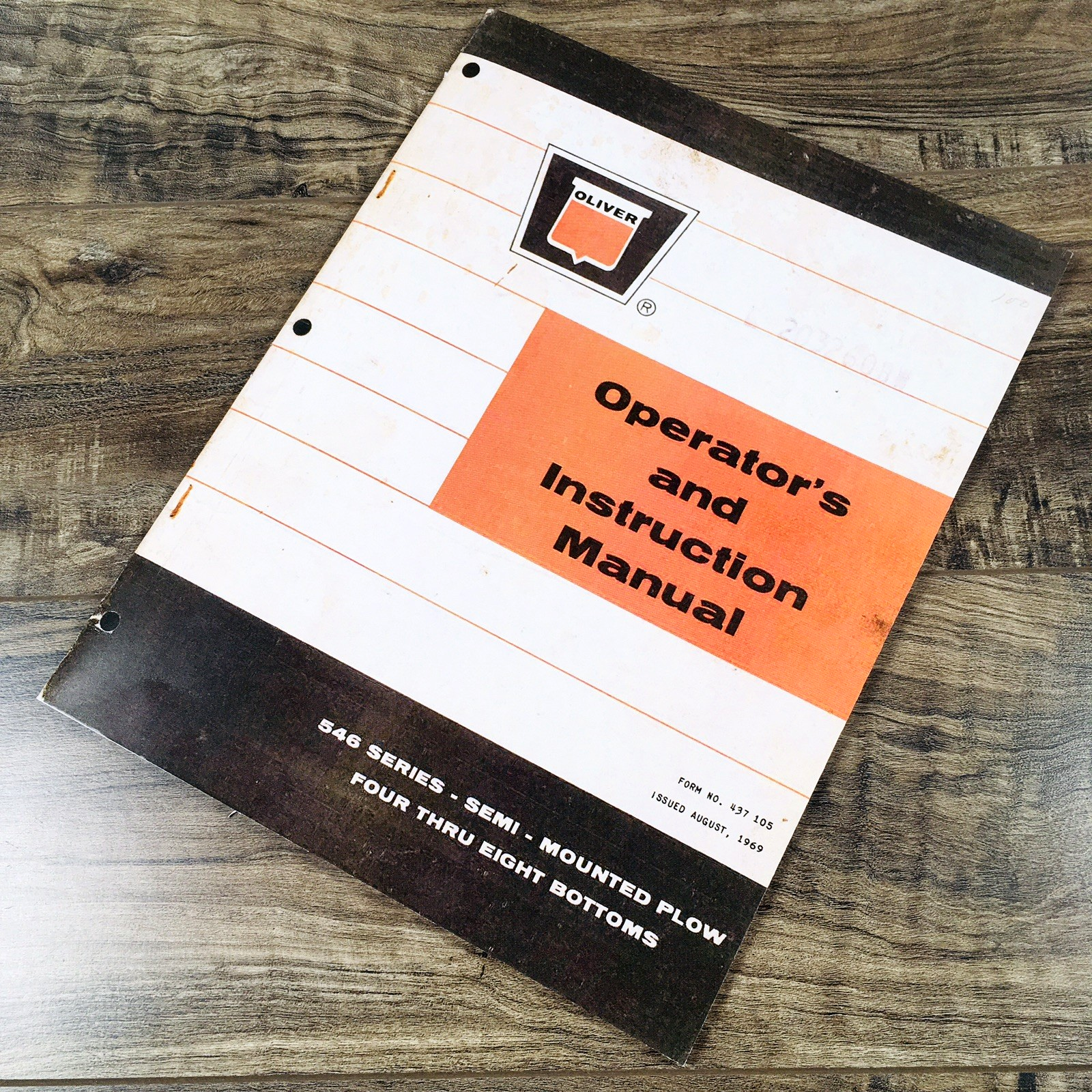 Oliver 546 Series Semi Mounted Plow 4-8 Bottoms Operators Manual Owners Book