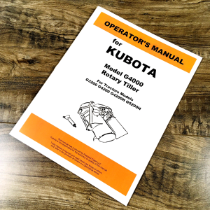 Kubota G4000 Rotary Tiller Operators Manual Parts for G3200 4200 5200 Tractors