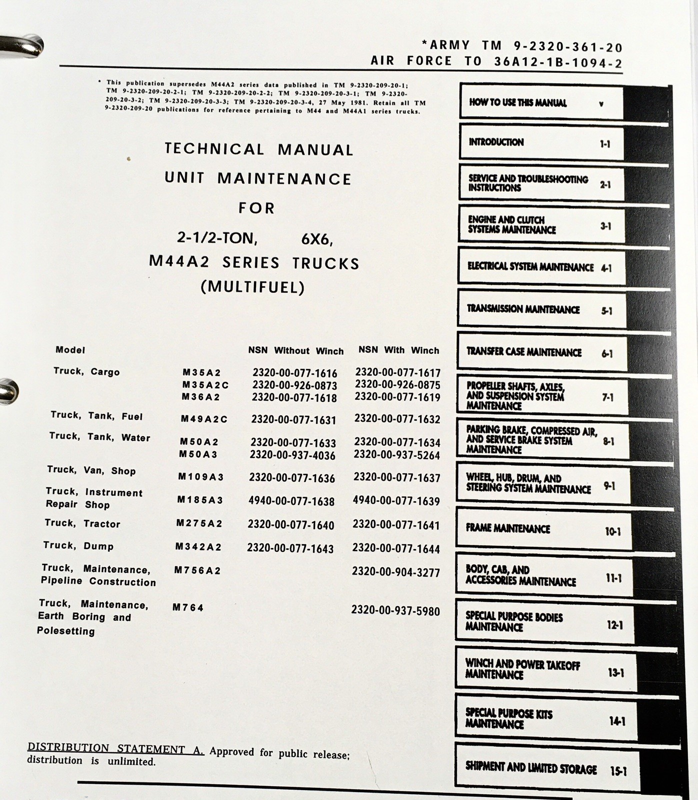 2 1/2 Ton 6X6 Truck M185A3 Trucks Service Parts Manual Set Repair Workshop - Image 2