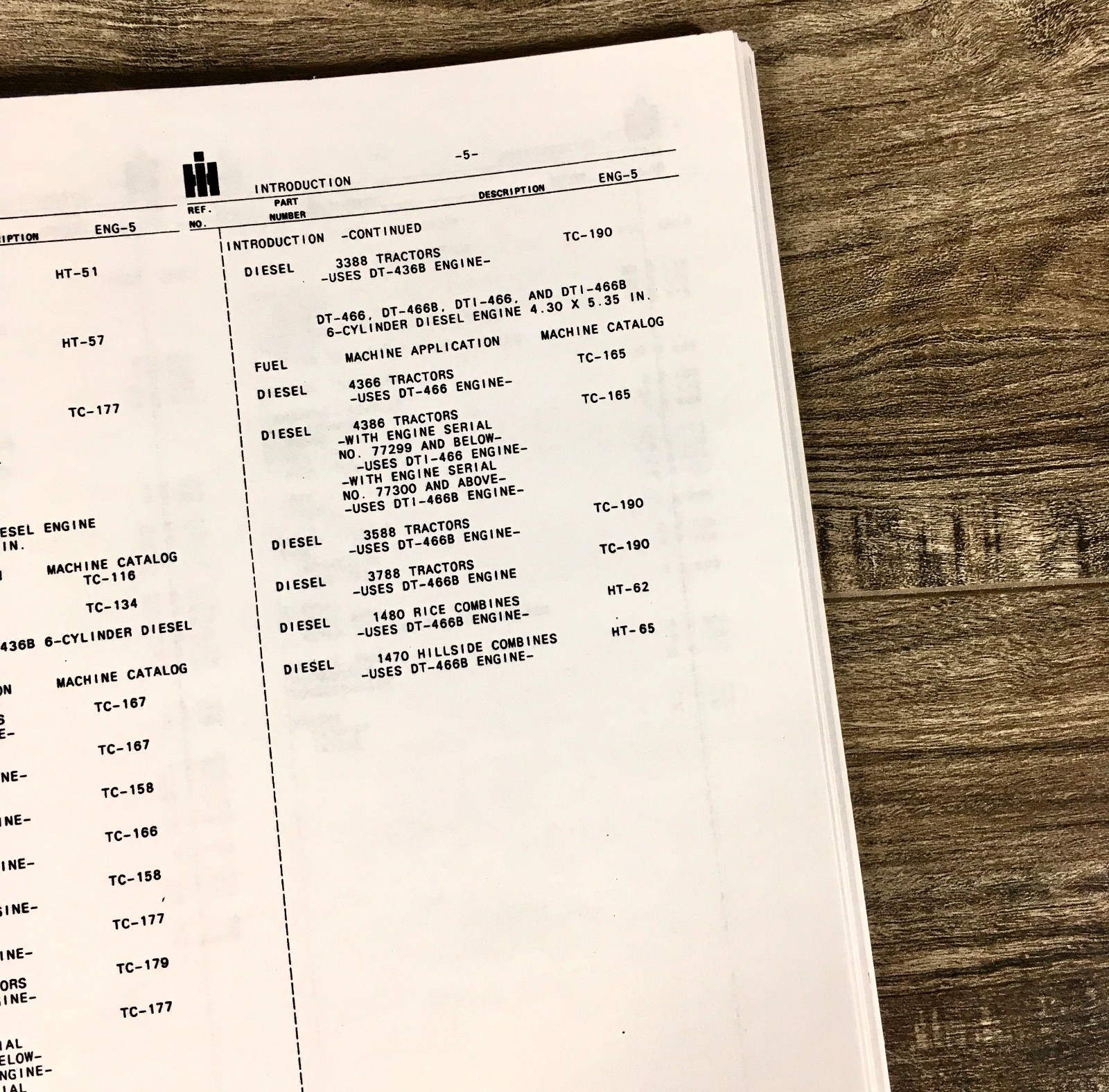 International 3588 3788 Tractor Parts Manual Set Catalog Assembly Book DT-466B - Image 2