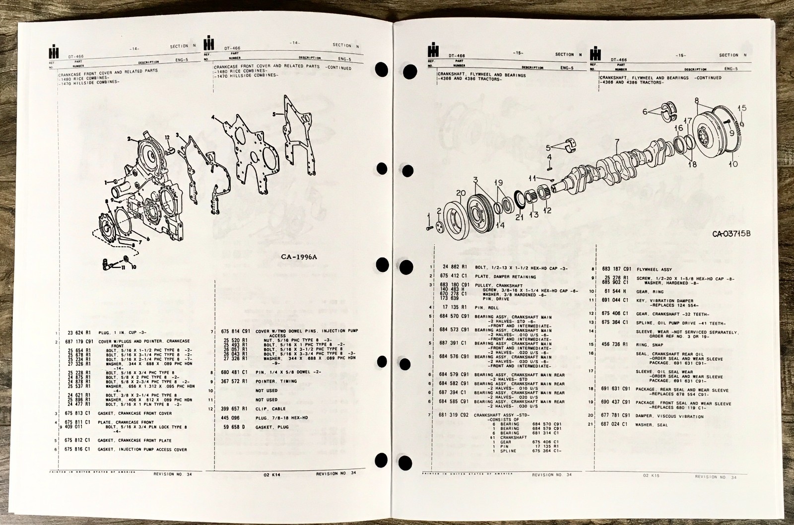 International 3588 3788 Tractor Parts Manual Set Catalog Assembly Book DT-466B - Image 5
