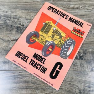 Minneapolis Moline G Diesel Tractor Operators Manual Owners Book Maintenance